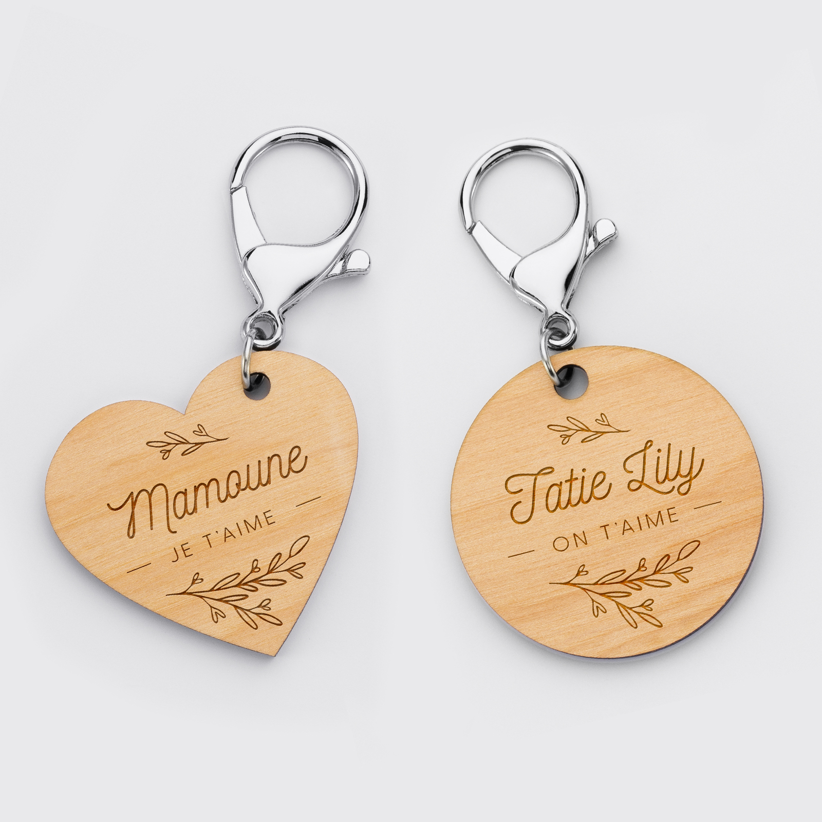 Porte-clés Amour floral personnalisé médaille gravée - édition spéciale