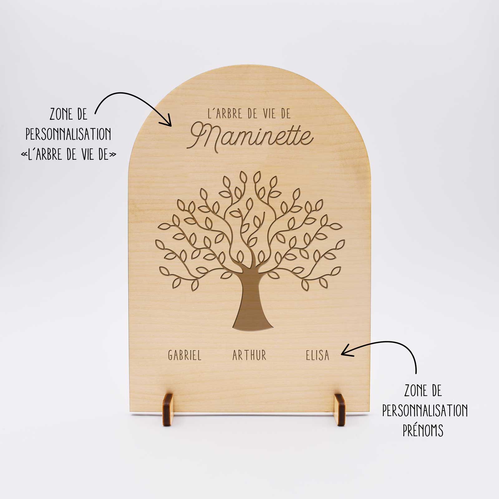 bel arbre de vie personnalisé Prénom en bois avec support