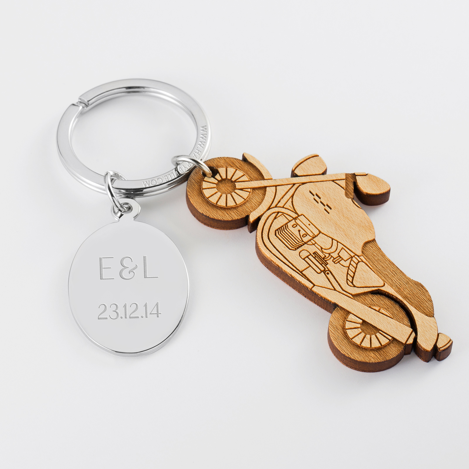 Porte-clés moto personnalisé avec une gravure
